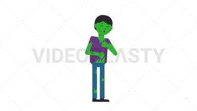 Zombie Man Coughing Stock Animation