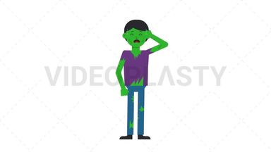 Zombie Man Crying Stock Animation