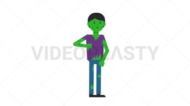 Zombie Man Disapprove Stock Animation