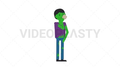 Zombie Man Drinking Coffee Stock Animation