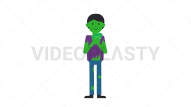 Zombie Man Holding Cash Stock Animation