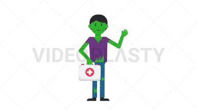 Zombie Man Holding First Aid Kit Stock Animation