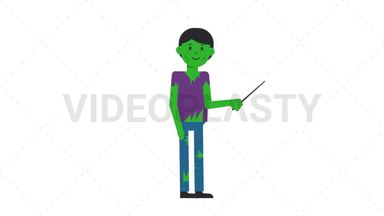 Zombie Man Holding Pointer Stick Stock Animation