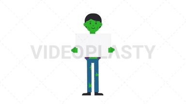 Zombie Man Holding Poster Stock Animation