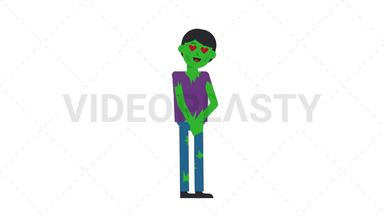Zombie Man In Love Stock Animation