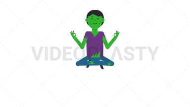 Zombie Man Meditate Stock Animation