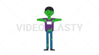 Zombie Man Putting on Face Mask Stock Animation