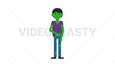 Zombie Man Sad Stock Animation