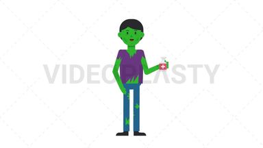 Zombie Man Sanitize Spray Stock Animation