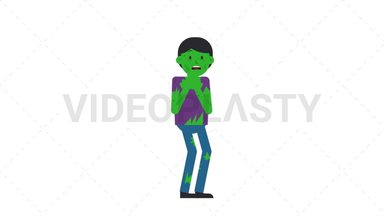 Zombie Man Scared Stock Animation