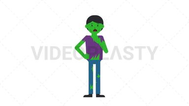 Zombie Man Shortness of Breath Stock Animation