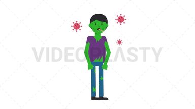 Zombie Man Sick with Covid Stock Animation