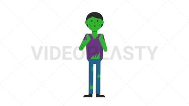 Zombie Man Surprised Stock Animation