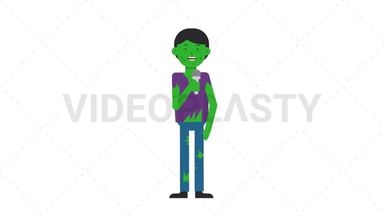 Zombie Man Talking on Microphone Stock Animation
