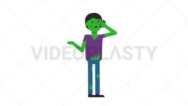 Zombie Man Talking on the Phone Angry Stock Animation