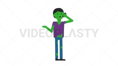 Zombie Man Talking on the Phone Happy Stock Animation