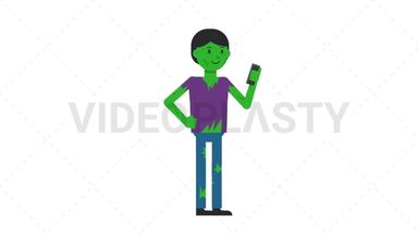 Zombie Man Using Phone  Stock Animation