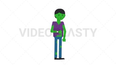 Zombie Man Waiting Stock Animation