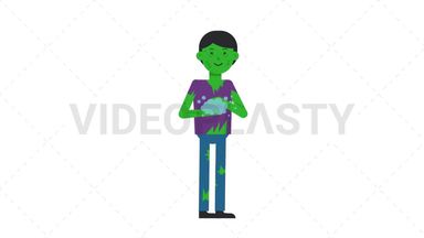 Zombie Man Washing Hands Stock Animation