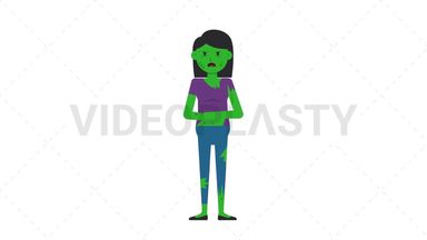 Zombie Woman Angry Stock Animation