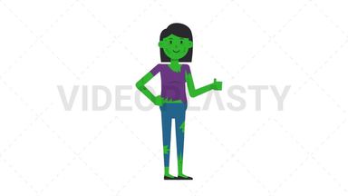 Zombie Woman Approve Stock Animation