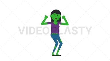 Zombie Woman Cheer Stock Animation