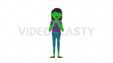 Zombie Woman Clapping Stock Animation