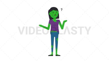 Zombie Woman Confused Stock Animation