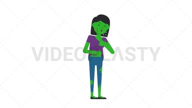 Zombie Woman Coughing Stock Animation