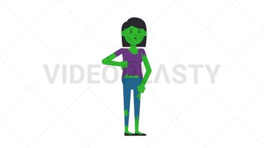 Zombie Woman Disapprove Stock Animation