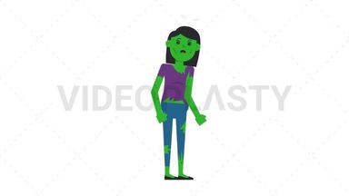 Zombie Woman Dizzy Stock Animation
