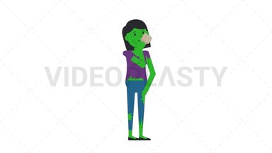 Zombie Woman Drinking Coffee Stock Animation