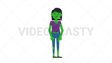 Zombie Woman Fever Stock Animation