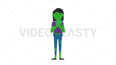 Zombie Woman Holding Cash Stock Animation