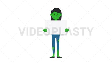Zombie Woman Holding Poster Stock Animation
