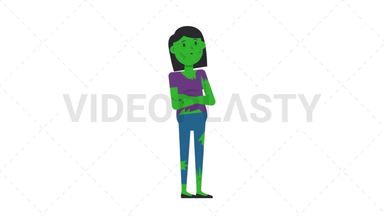 Zombie Woman Idea Stock Animation