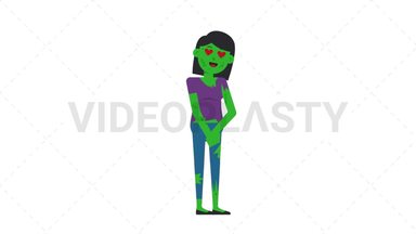 Zombie Woman In Love Stock Animation