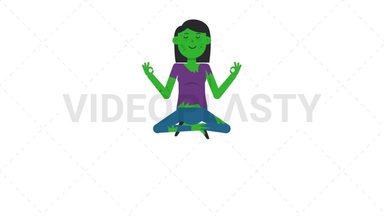Zombie Woman Meditate Stock Animation