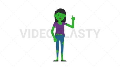 Zombie Woman Pointing Above  Stock Animation