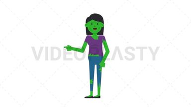 Zombie Woman Pointing Left Stock Animation