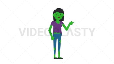 Zombie Woman Pointing Right Stock Animation