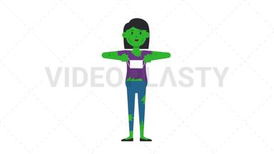 Zombie Woman Putting on Face Mask Stock Animation