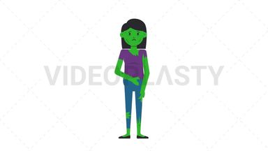 Zombie Woman Sad Stock Animation