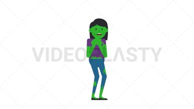 Zombie Woman Scared Stock Animation