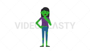 Zombie Woman Shortness of Breath Stock Animation