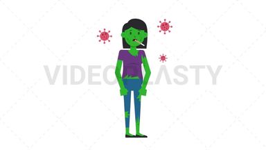 Zombie Woman Sick with Covid Stock Animation
