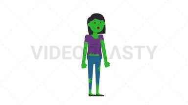 Zombie Woman Sleepy Stock Animation