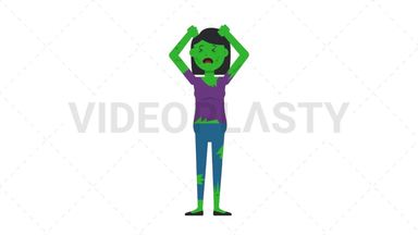 Zombie Woman Stressed Stock Animation