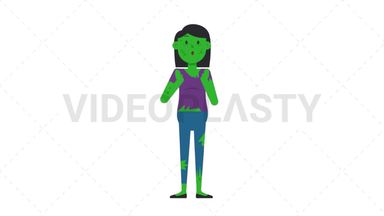 Zombie Woman Surprised Stock Animation