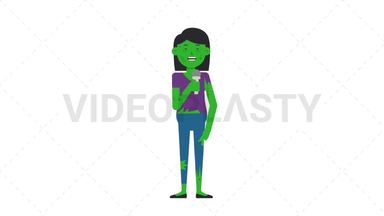 Zombie Woman Talking on Microphone Stock Animation